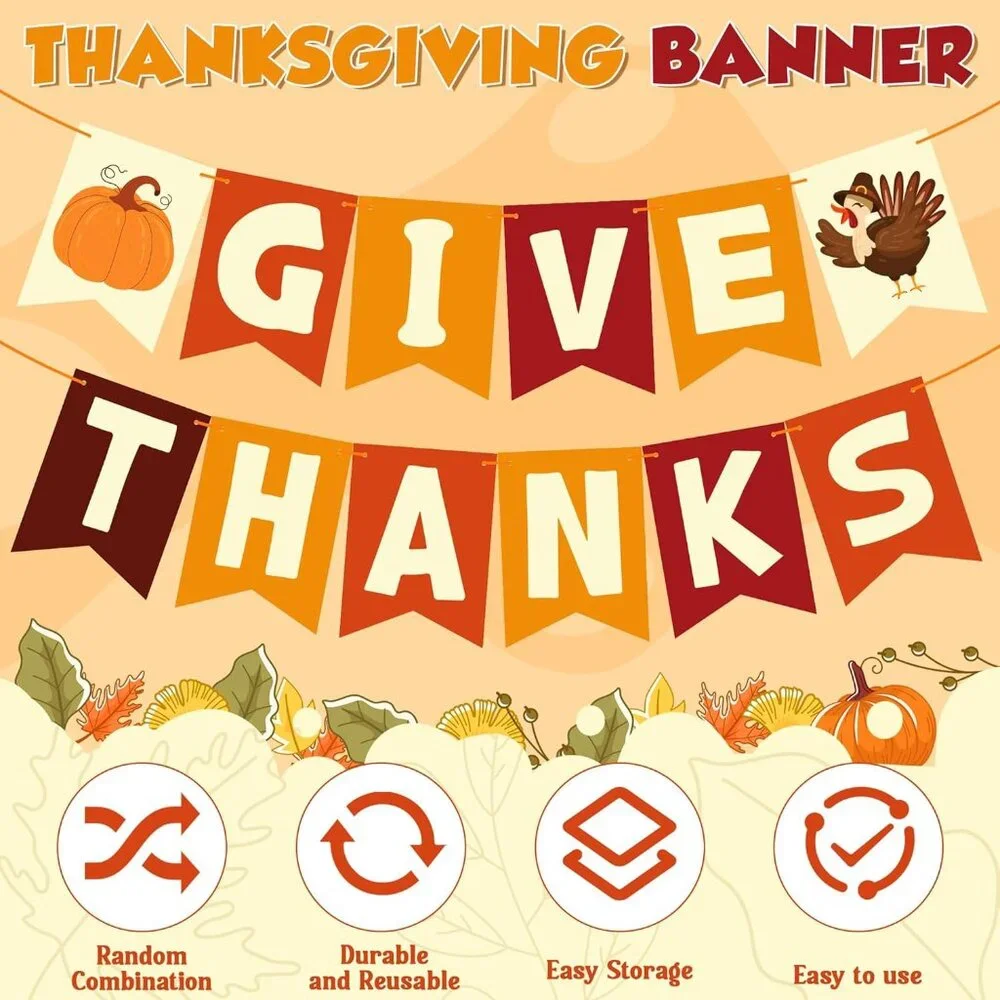 Customizable Thanksgiving Garland and Banner - Enhance Your Holiday Atmosphere